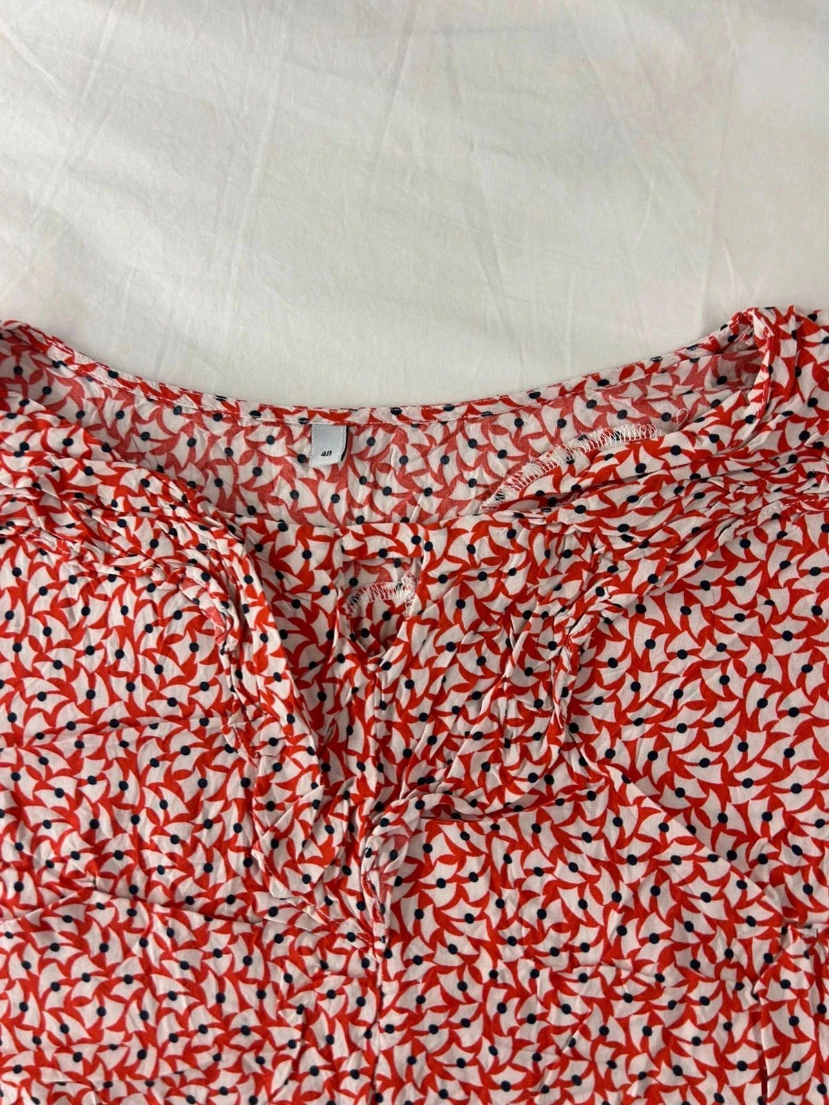 Vintage red blouse with white patterns – photo 6